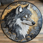 Iron Wolf Round Mat Rug - washable non-slip printed rug