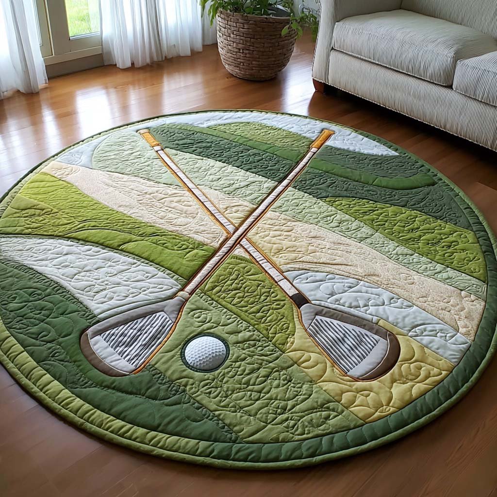 Irons Golf Play Round Mat Rug - washable non-slip printed rug