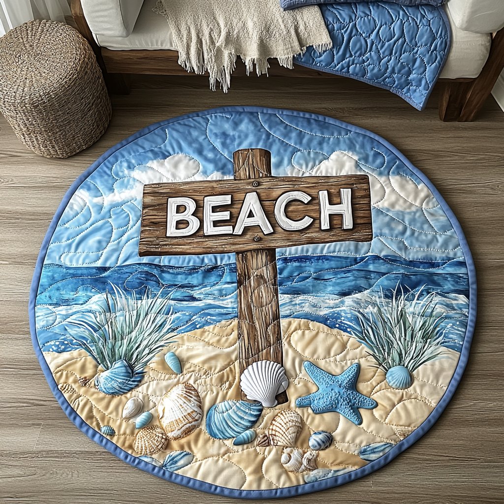 Island Escape Round Mat Rug - washable non-slip printed rug