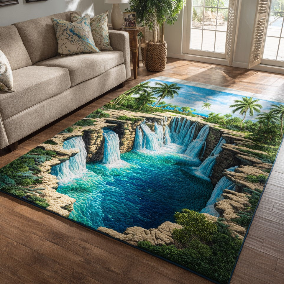 Island Lagoon area rug in a living room