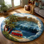 Island Ride Round Mat Rug - washable non-slip printed rug