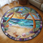 Island Whisper Round Mat Rug - washable non-slip printed rug
