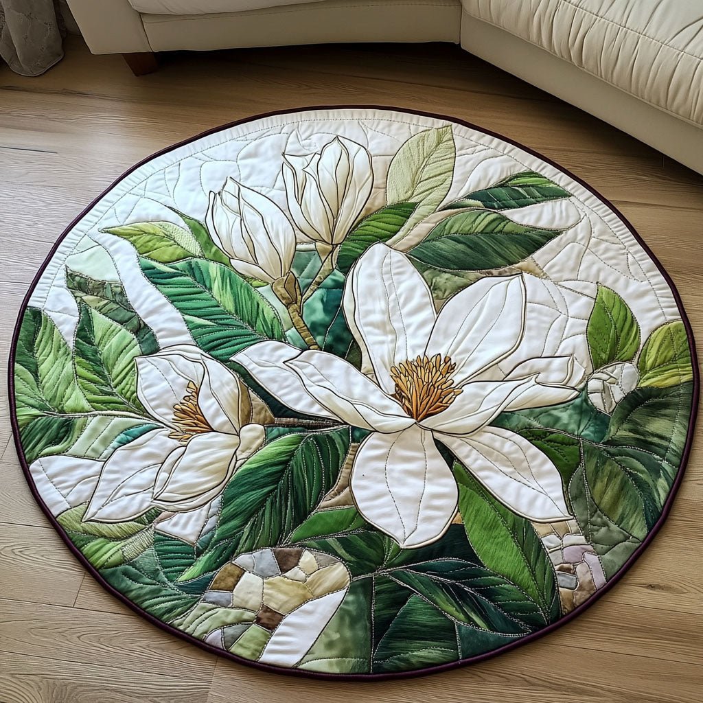 Ivory Elegance Round Mat Rug - washable non-slip printed rug