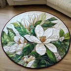 Ivory Elegance Round Mat Rug - washable non-slip printed rug