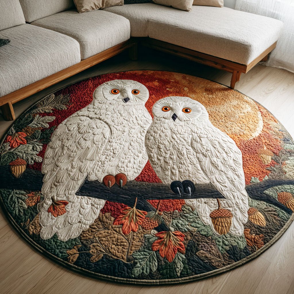 Ivory Flight Round Mat Rug - washable non-slip printed rug