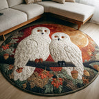 Ivory Flight Round Mat Rug - washable non-slip printed rug