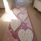 Ivory Heart Pattern Runner Carpet Runner Rug - Cute Pet Design | Animal Printed Runner Rug