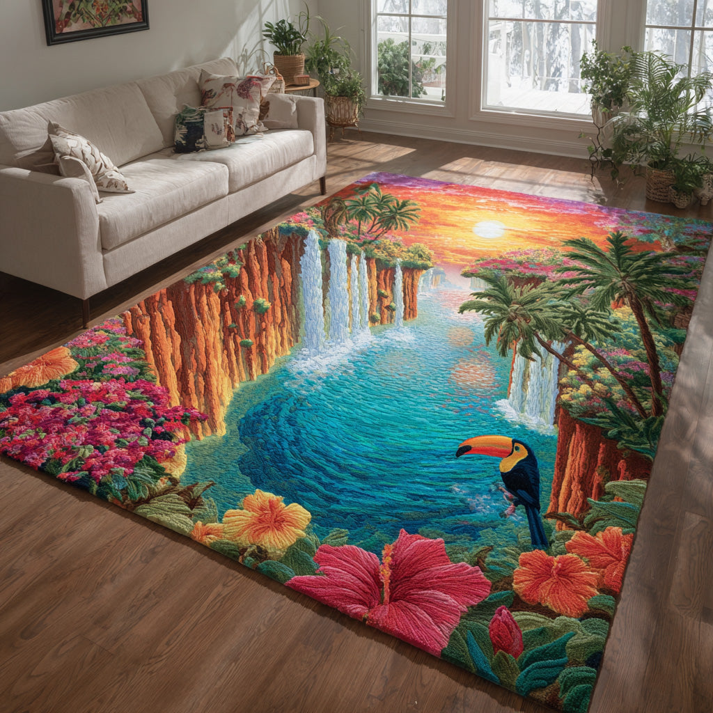 Ivory Torrent area rug in a living room