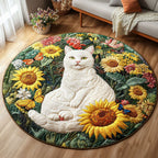 Ivory Whiskers Round Mat Rug - washable non-slip printed rug