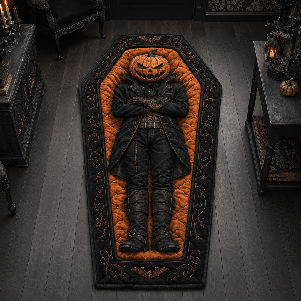 Jack Lantern Coffin Custom Shape Area Rug - Nature Design | Die-Cut Non-Slip Rug - washable non-slip printed rug