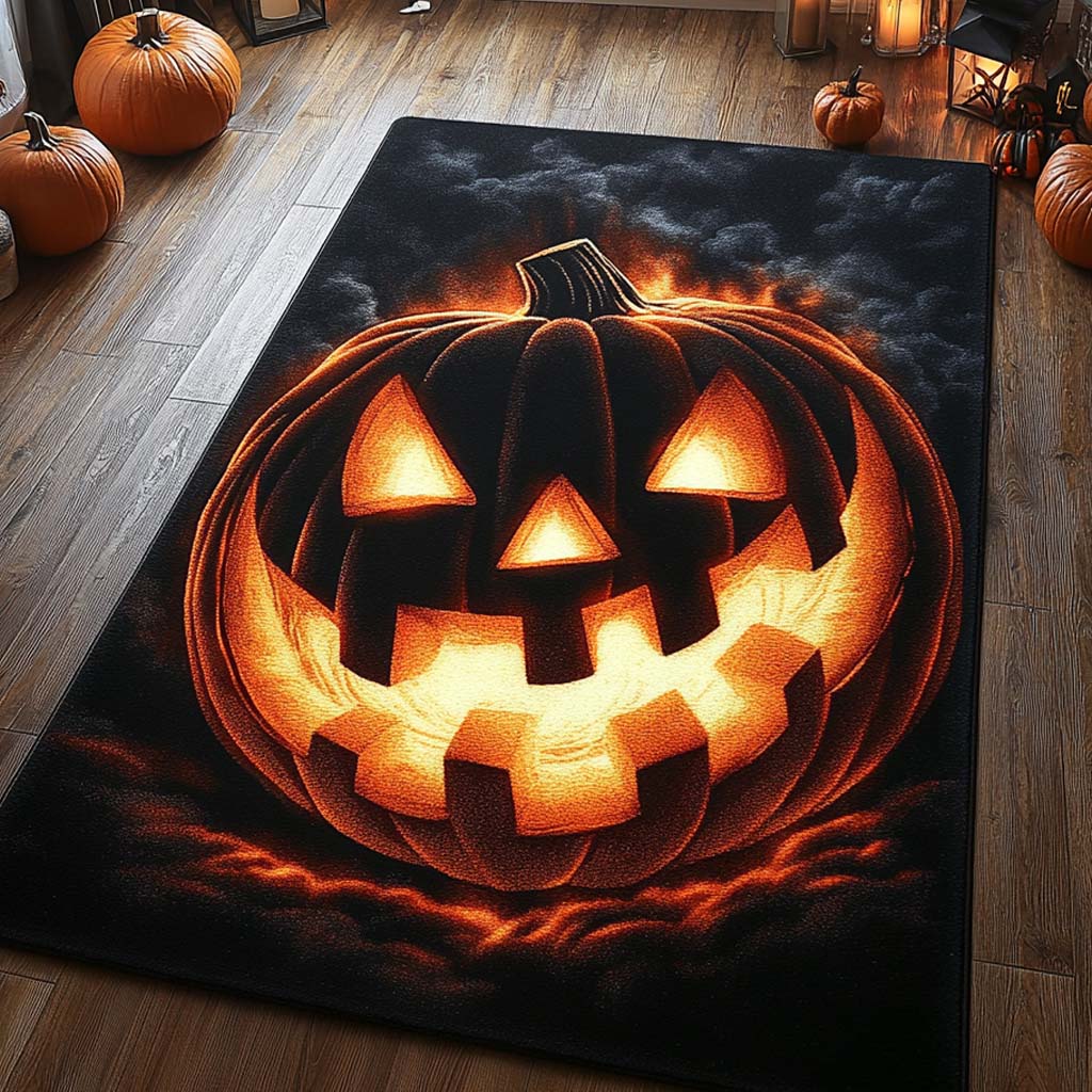 Jack O’ Abyss area rug in a living room