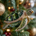 Jade Wave Turtle Christmas Ornament
