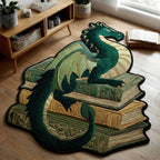 Jade Serpent Custom Shape Area Rug - Nature Design | Die-Cut Non-Slip Rug - washable non-slip printed rug