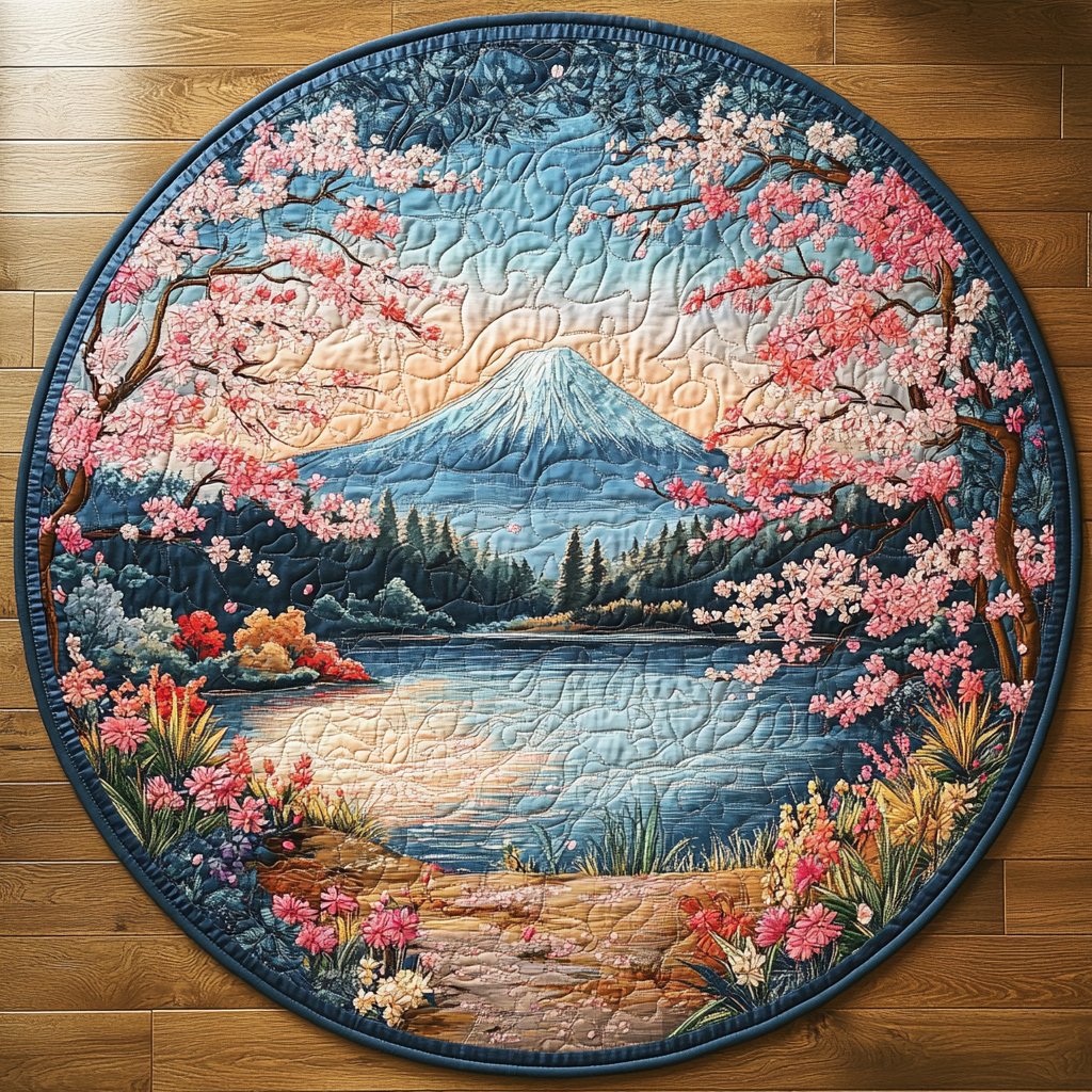 Japan Charm Round Mat Rug - washable non-slip printed rug