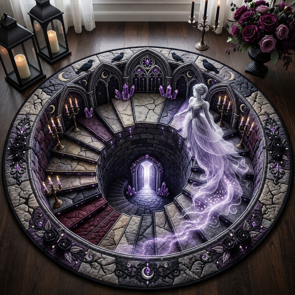 Jeweled Haunted Staircase Round Mat Rug - Nature Design | Serene Home Decor - washable non-slip printed rug