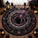 Jeweled Spider Round Mat Rug - Nature Design | Serene Home Decor - washable non-slip printed rug