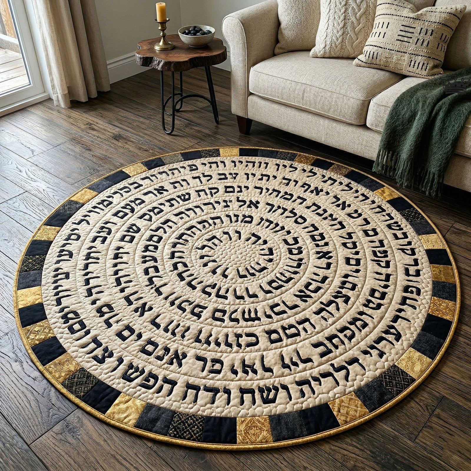 Jewish Heritage Round Mat Rug - Nature Design | Serene Home Decor