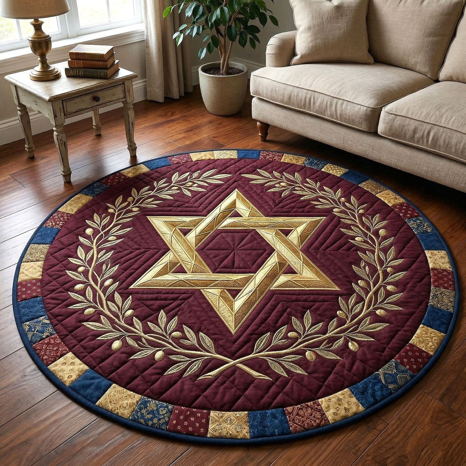 Jewish Heritage Round Mat Rug - Nature Design | Serene Home Decor