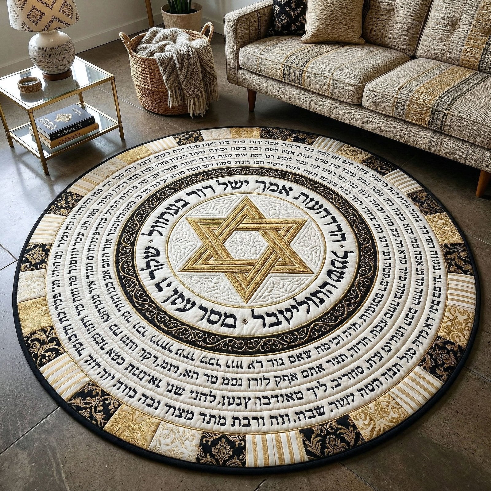 Jewish Heritage Round Mat Rug - Nature Design | Serene Home Decor