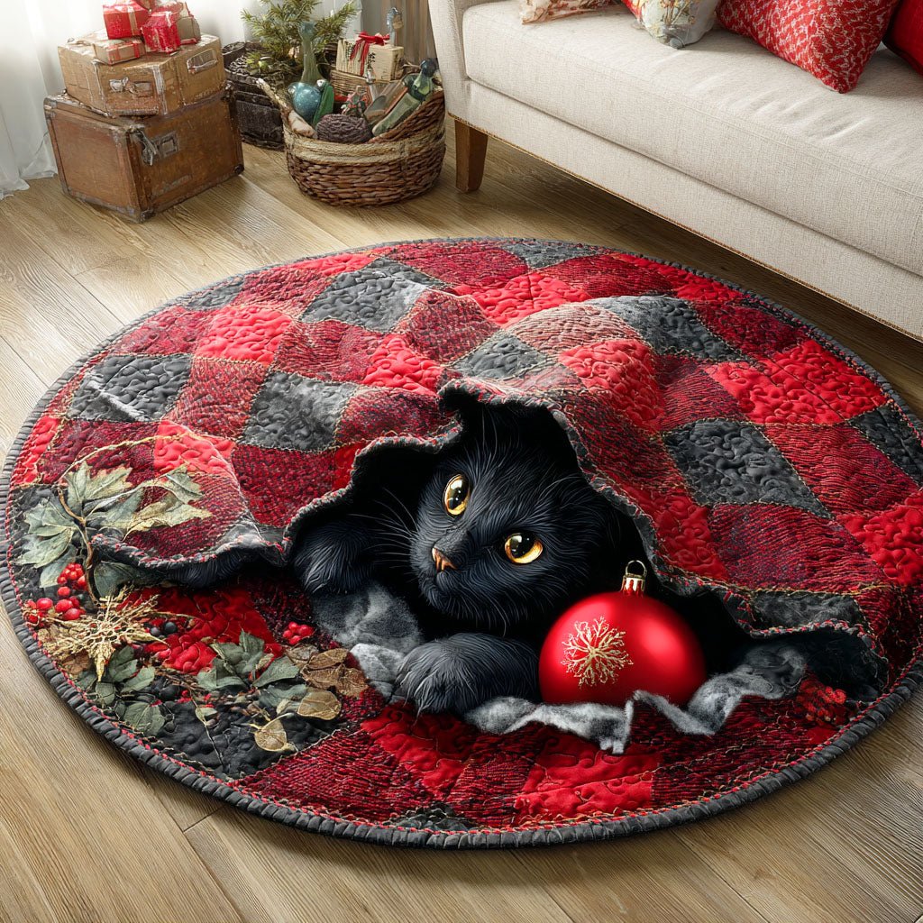 Jingle Cat Spirit Round Mat Rug - washable non-slip printed rug