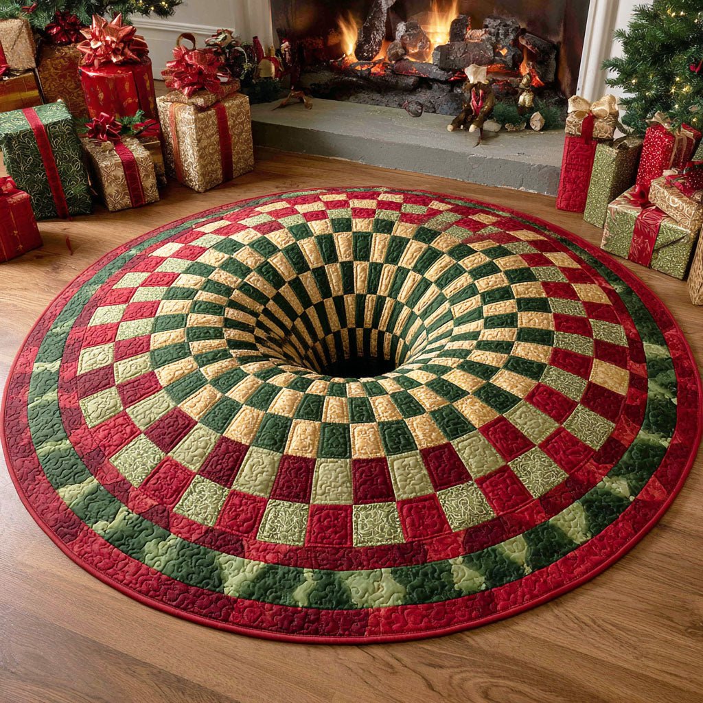 Jingle Path Round Mat Rug - washable non-slip printed rug