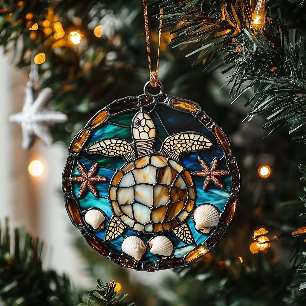 Jolly Reef Turtle Christmas Ornament