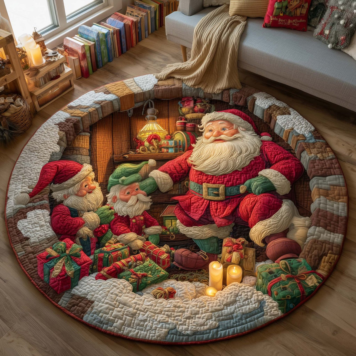 Jolly Chaos Round Mat Rug - washable non-slip printed rug