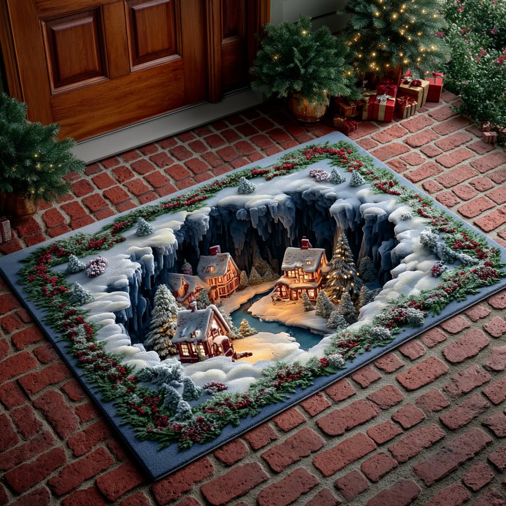 Jolly Christmas Village Doormat - Faith Inspired Design | Printed Welcome Doormat