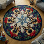 Jolly German Shepherd Round Mat Rug - washable non-slip printed rug