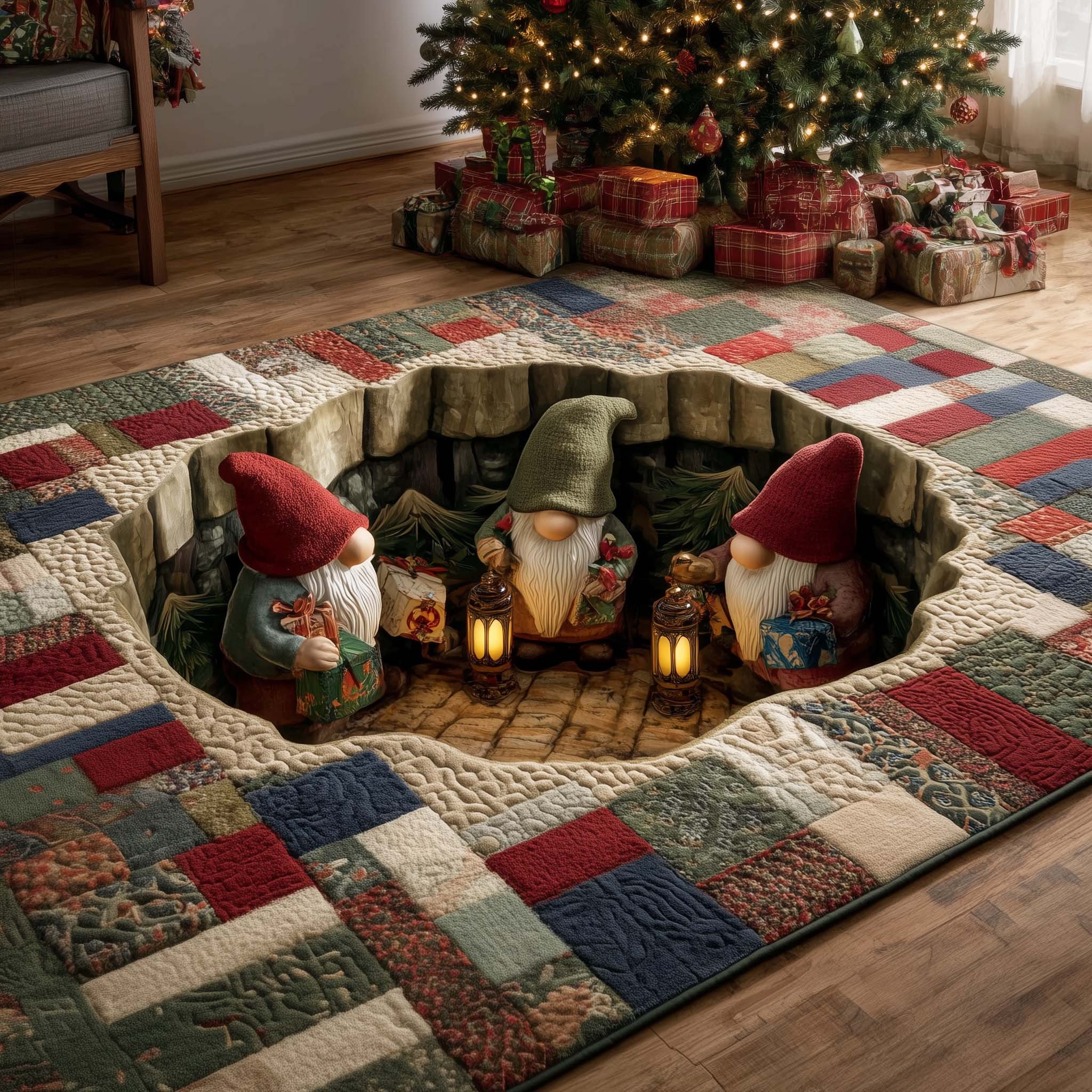 Jolly Gnomes area rug in a living room