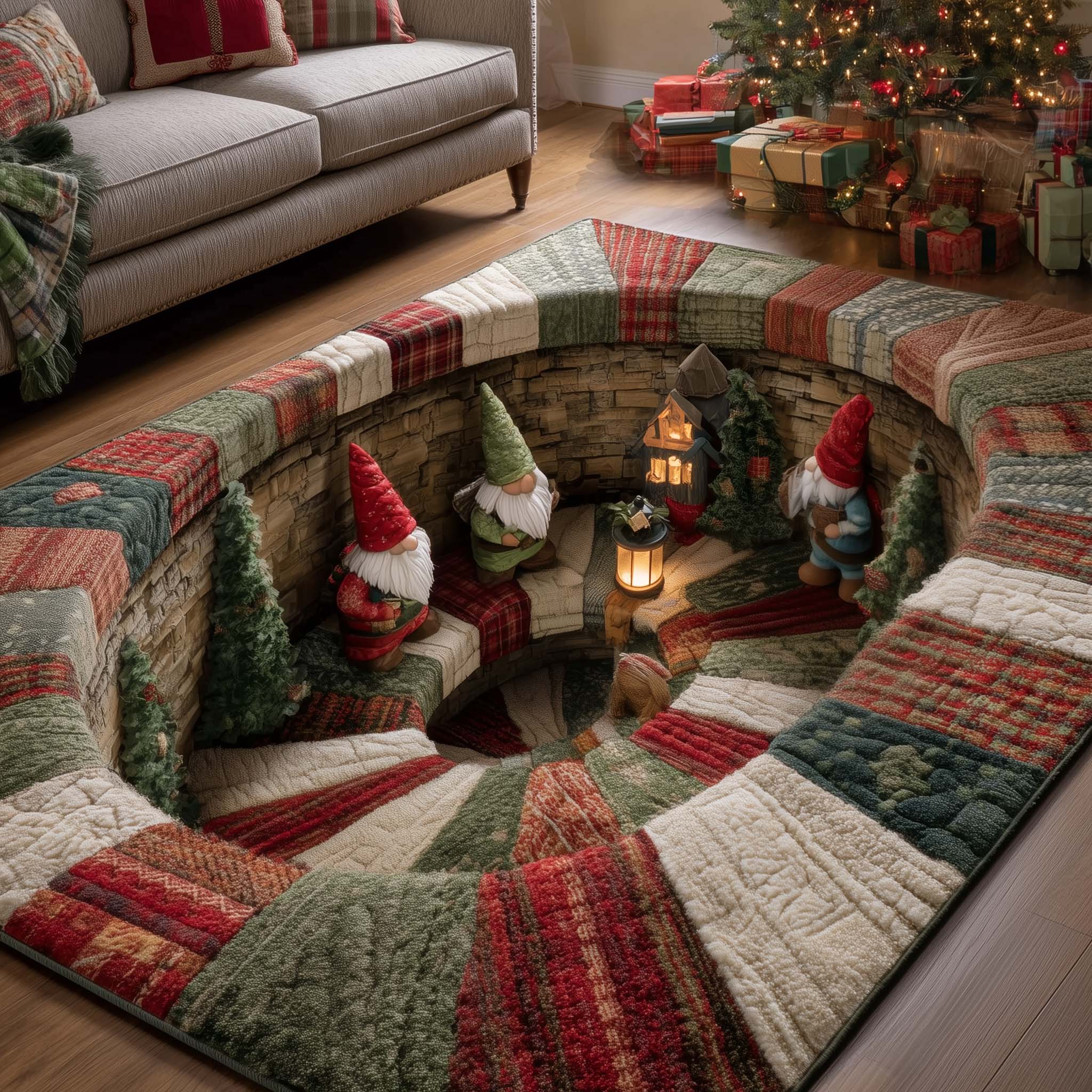Jolly Gnomes area rug in a living room