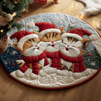 Jolly Kitty Carolers Round Mat Rug - washable non-slip printed rug