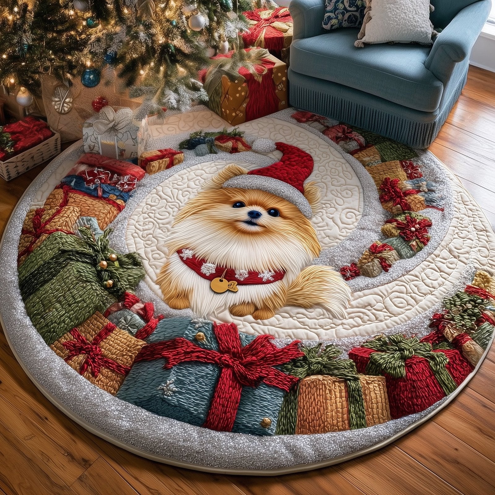 Jolly Pomeranian Round Mat Rug - Nature Design | Serene Home Decor