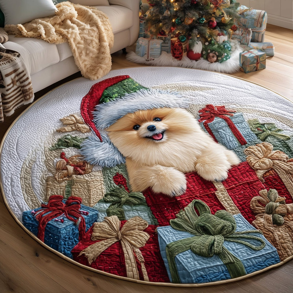 Jolly Pomeranian Round Mat Rug - Nature Design | Serene Home Decor