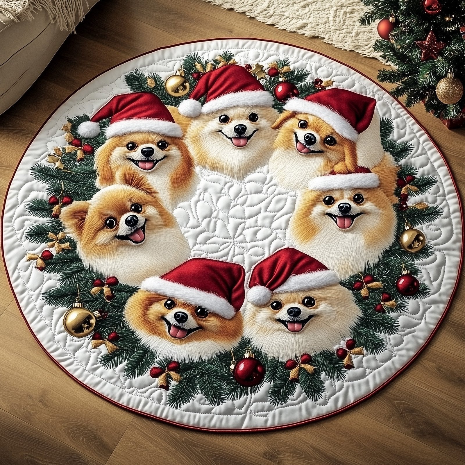Jolly Pomeranian Round Mat Rug - Nature Design | Serene Home Decor