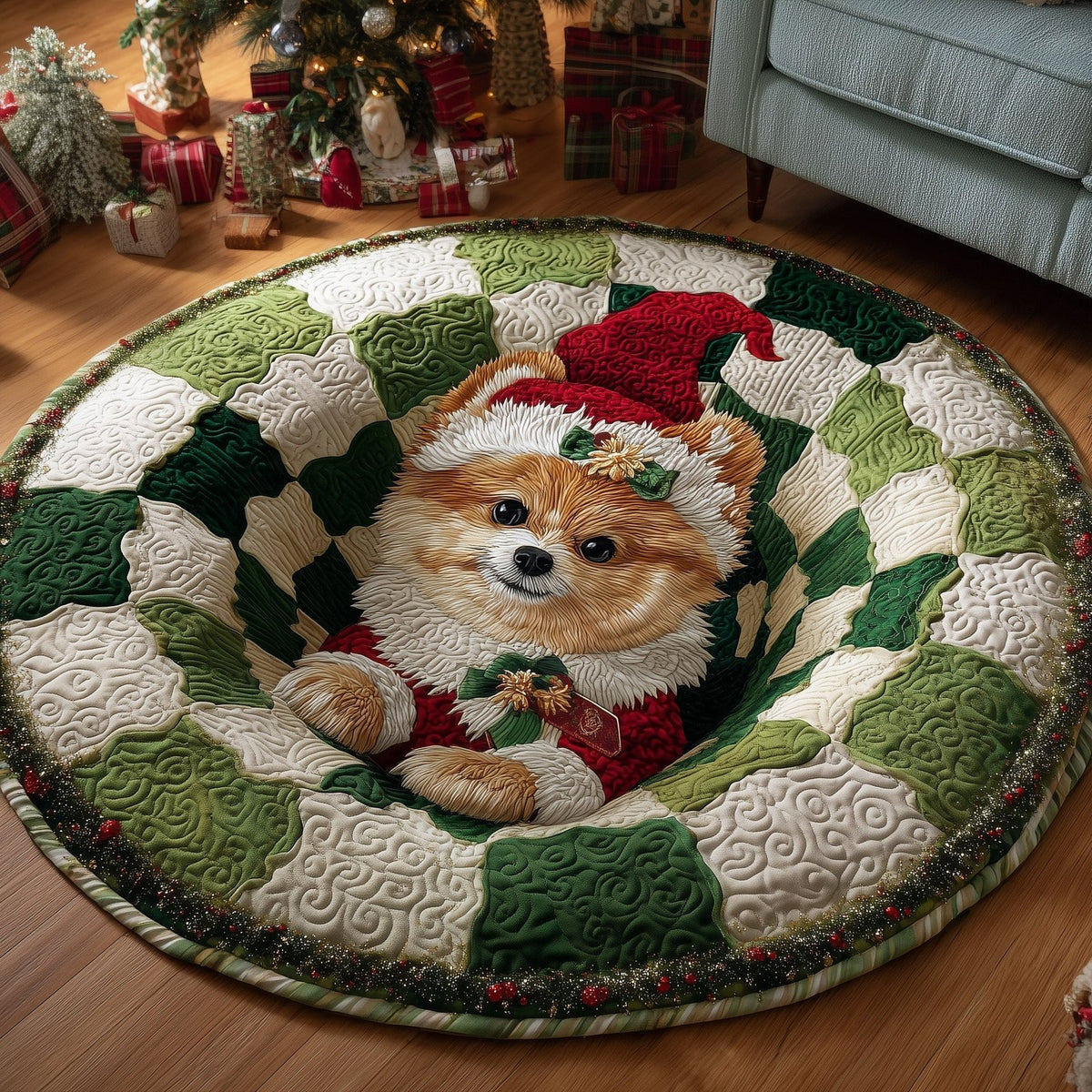 Jolly Pomeranian Round Mat Rug - Nature Design | Serene Home Decor