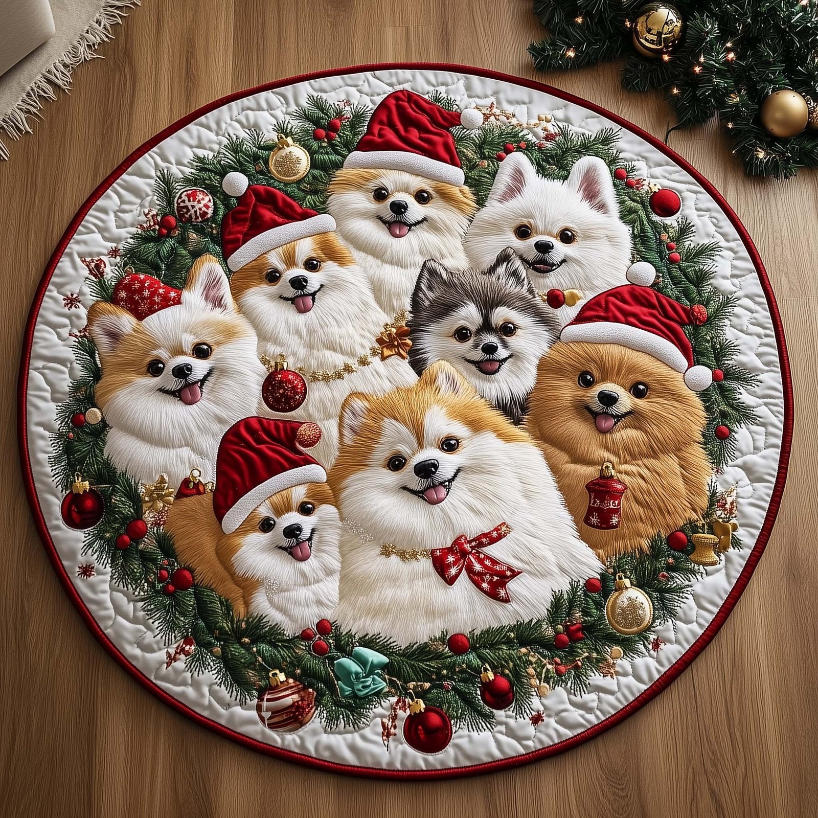Jolly Pomeranian Round Mat Round Mat Rug - Nature Design | Serene Home Decor