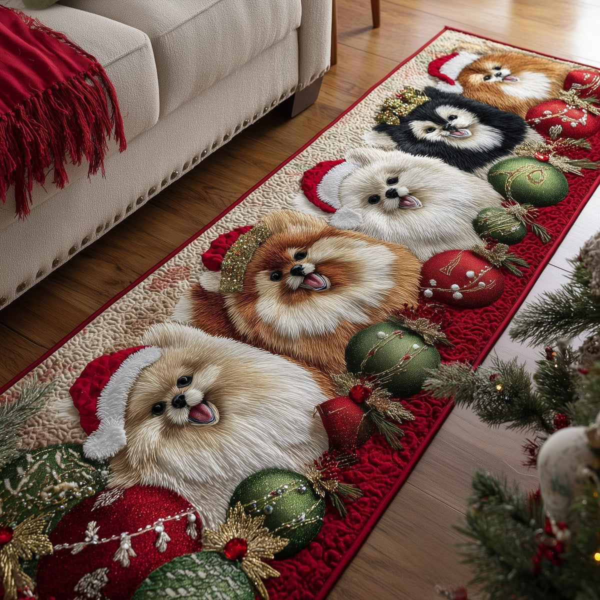 Jolly Pomeranian Runner Rug - Nature Design | Serene Runner Rug