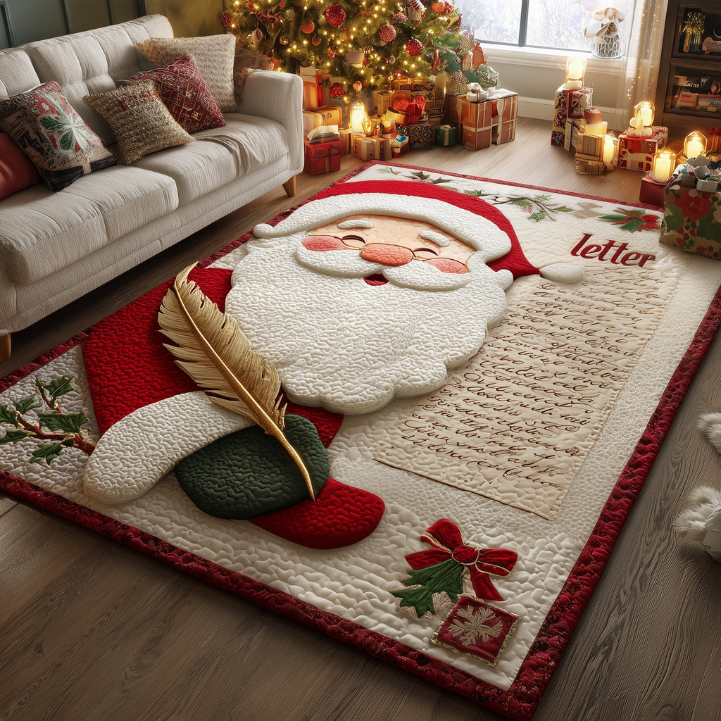 Jolly Santa area rug in a living room