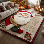 Jolly Santa area rug in a living room