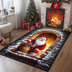 Jolly Santa area rug in a living room