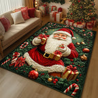Jolly Santa area rug in a living room