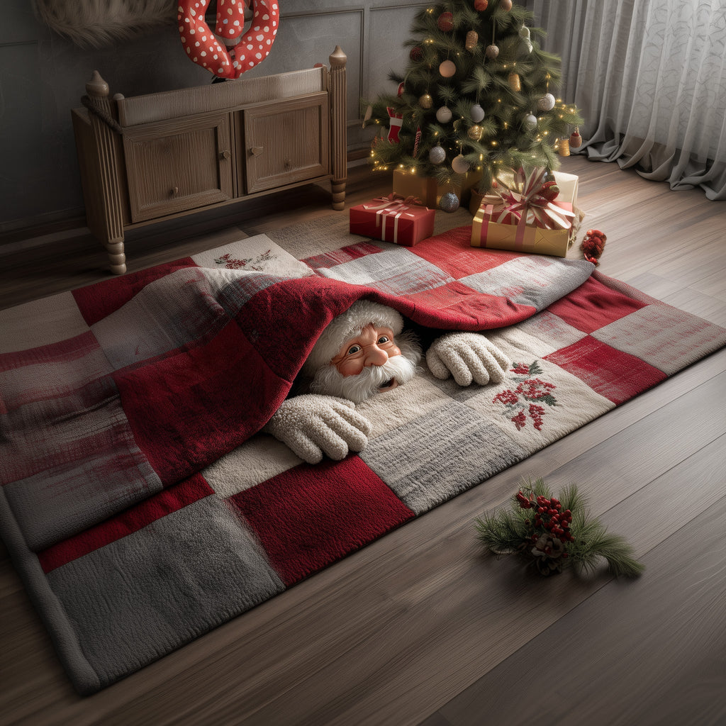 Jolly Santa area rug in a living room
