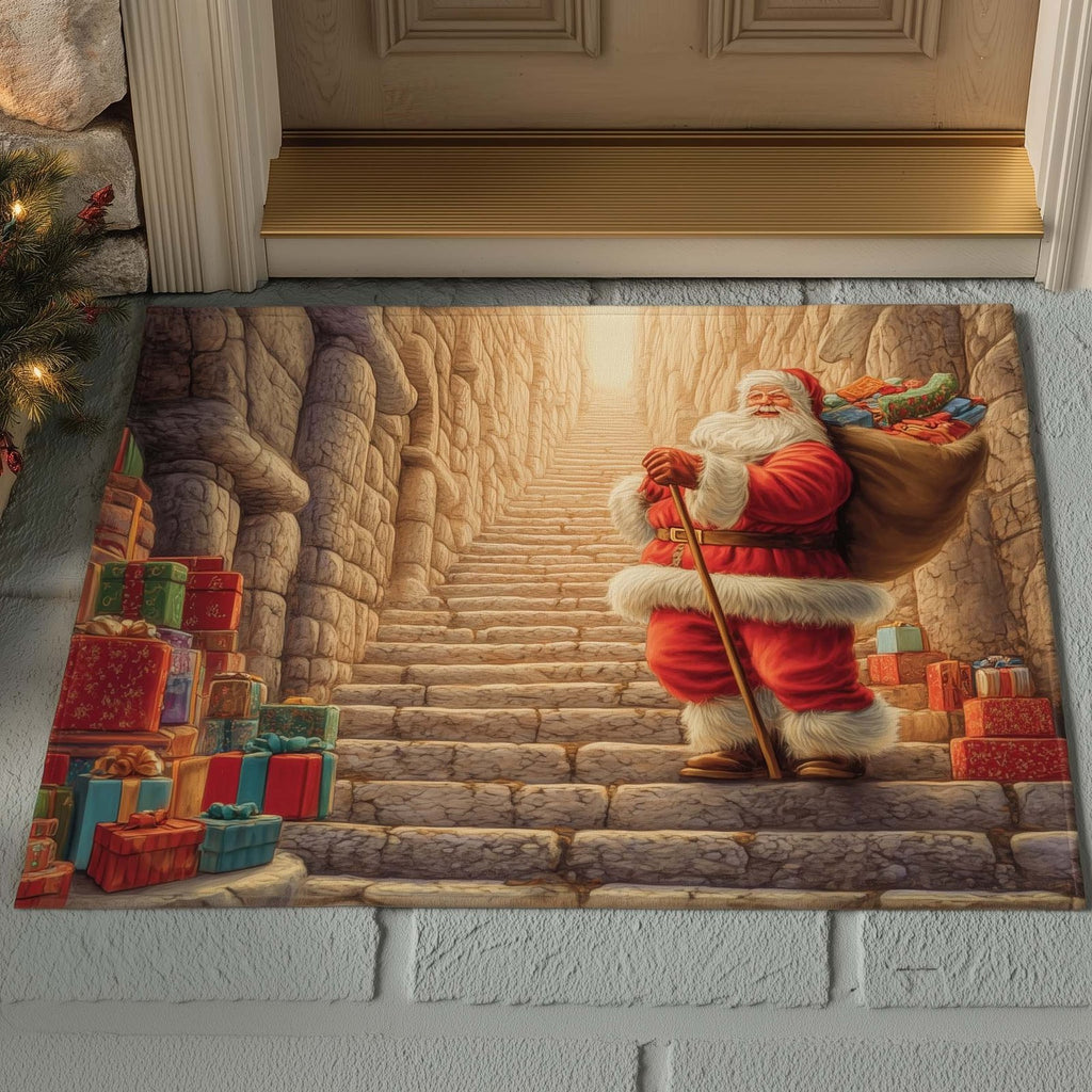 Jolly Santa Doormat - Seasonal Holiday Design | Printed Welcome Doormat