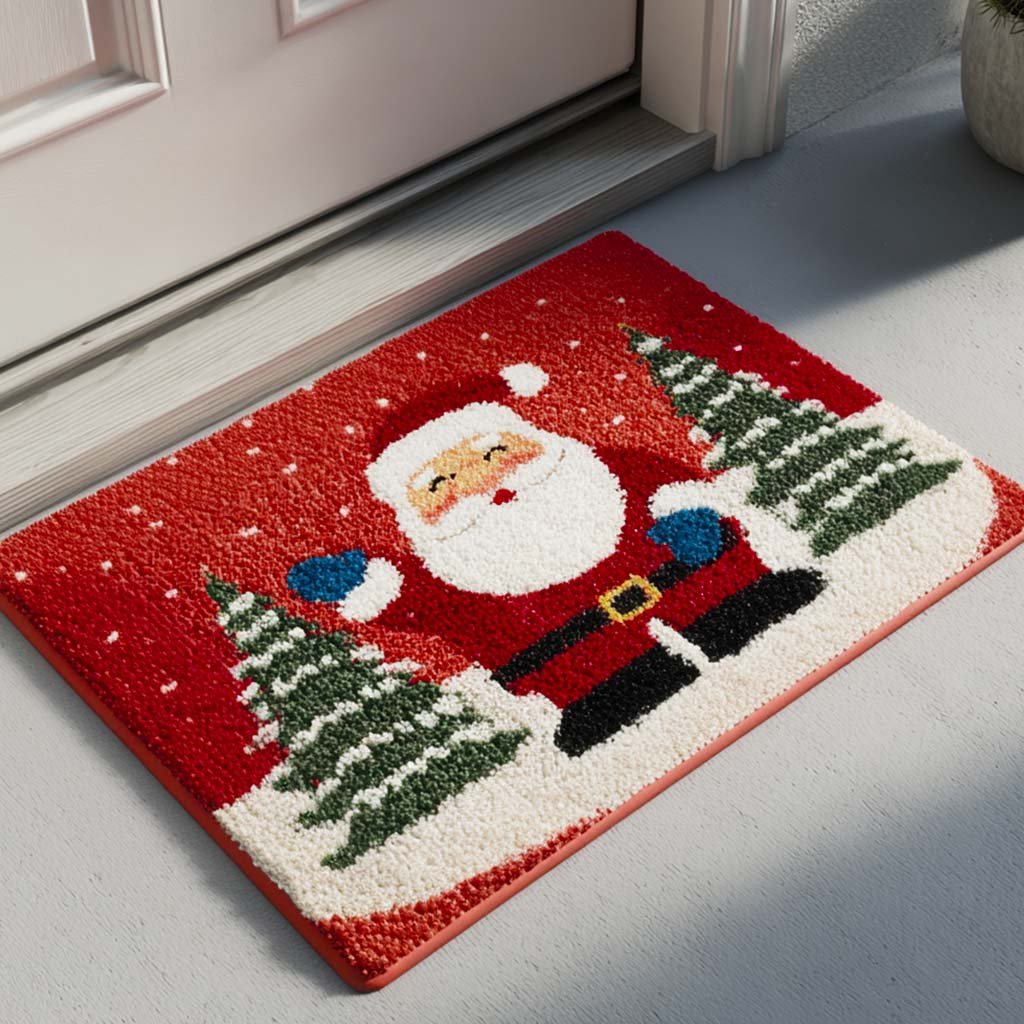 Jolly Santa Doormat - Seasonal Holiday Design | Printed Welcome Doormat