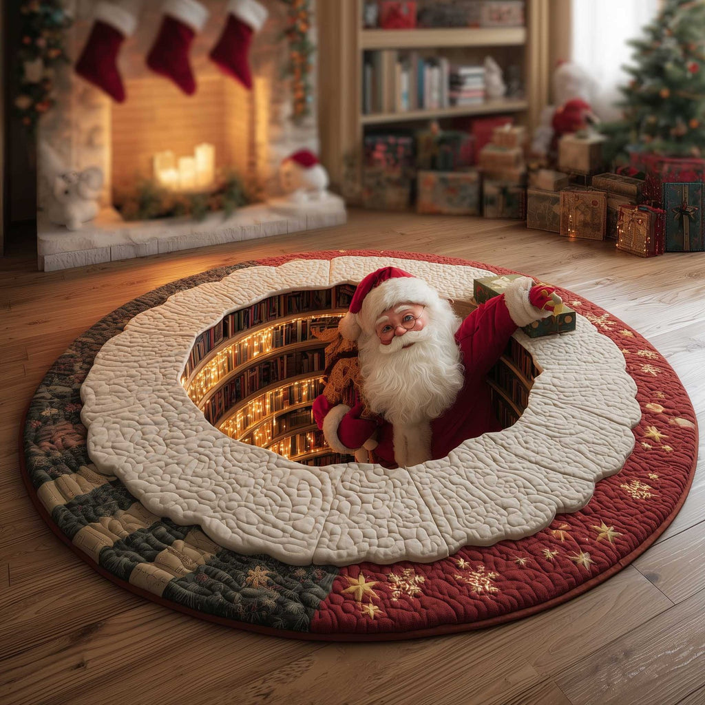 Jolly Santa Round Mat Rug - Nature Design | Serene Home Decor