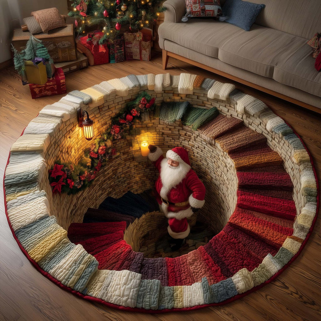 Jolly Santa Round Mat Rug - Nature Design | Serene Home Decor