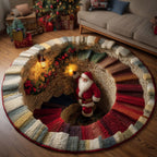 Jolly Santa Round Mat Rug - Nature Design | Serene Home Decor