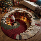 Jolly Santa Round Mat Rug - Nature Design | Serene Home Decor