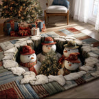 Jolly Snowman area rug in a living room